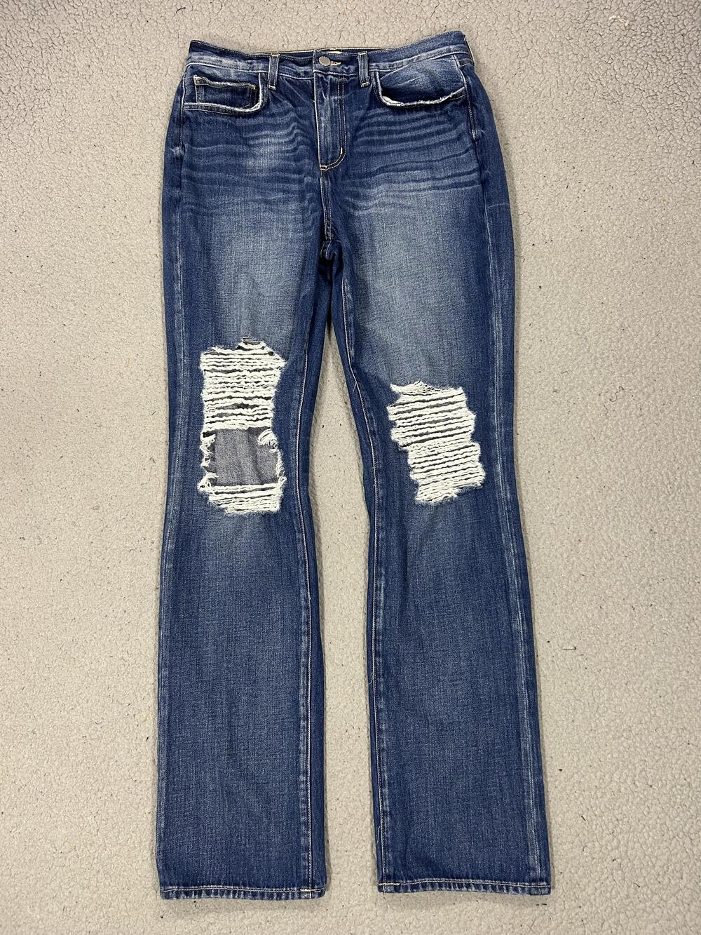 L'AGENCE Jeans Womens 28 Blue Medium Wash High Rise Straight Distressed USA